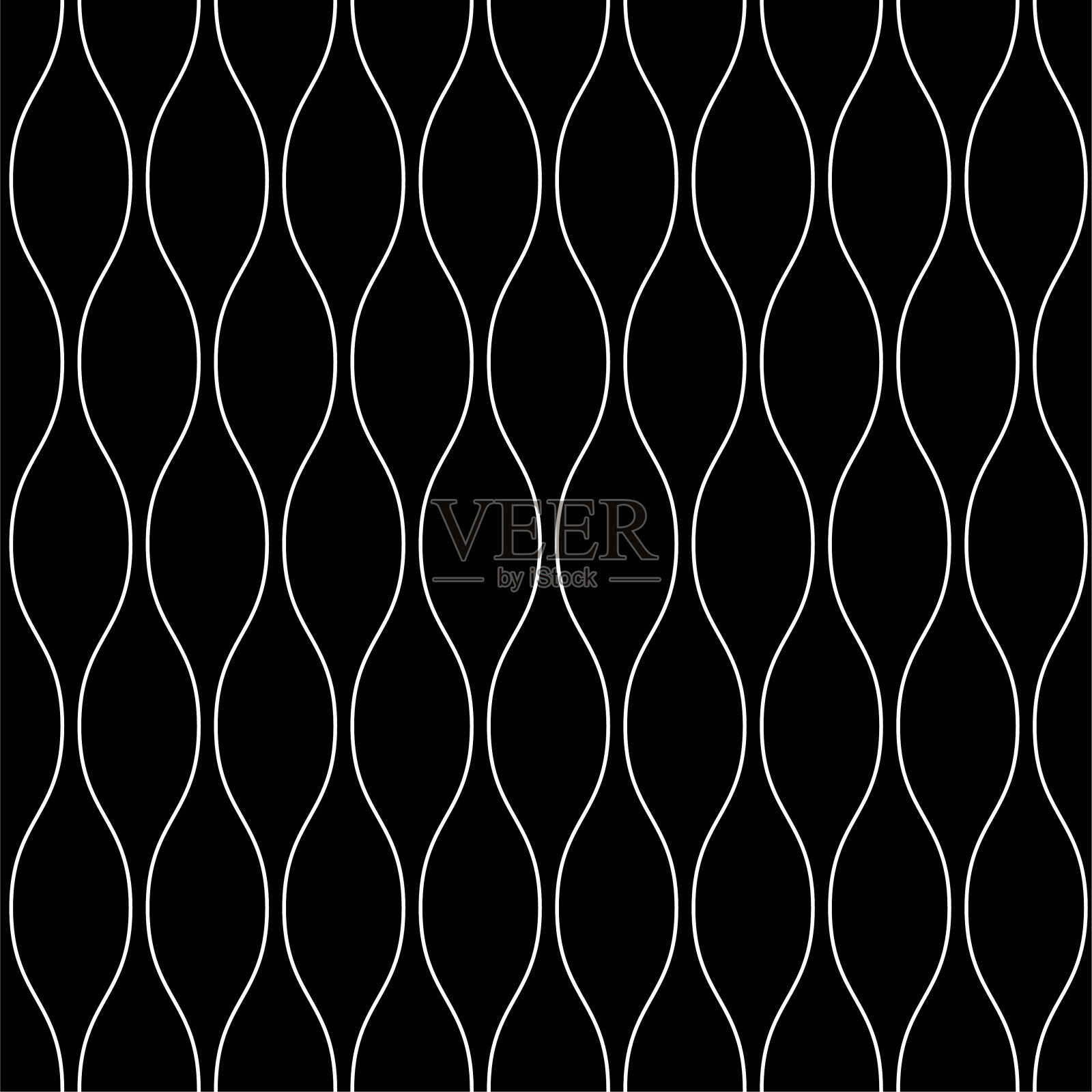 线条艺术波浪无缝图案。插画图片素材