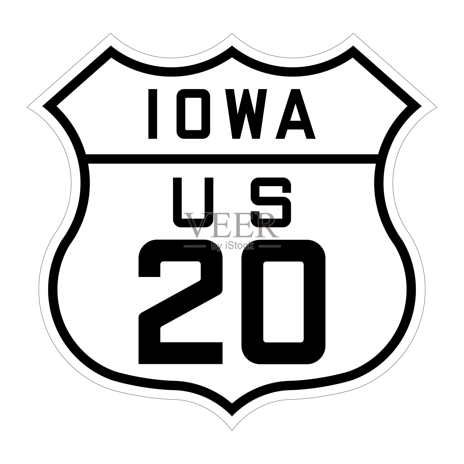 爱荷华州20号公路标志设计元素图片