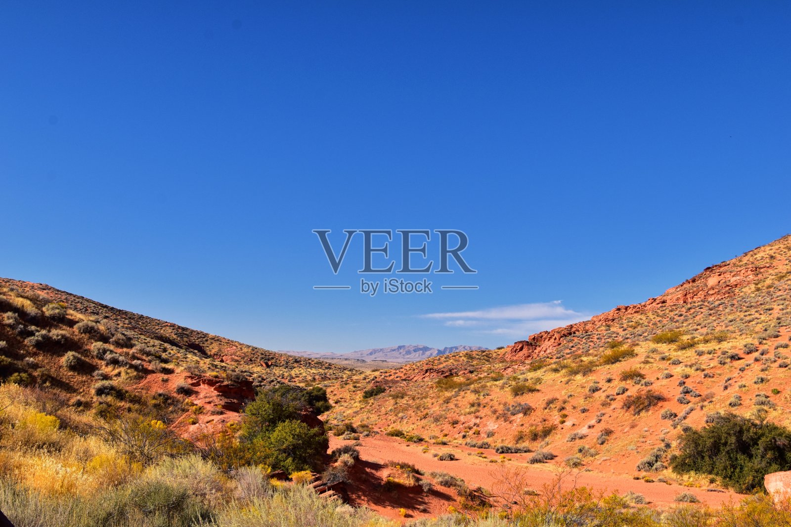 红悬崖国家保护区荒野和雪峡谷国家公园从大象拱门和骨头清洗小径圣乔治，犹他州在沙漠保护区。美国。美国。照片摄影图片