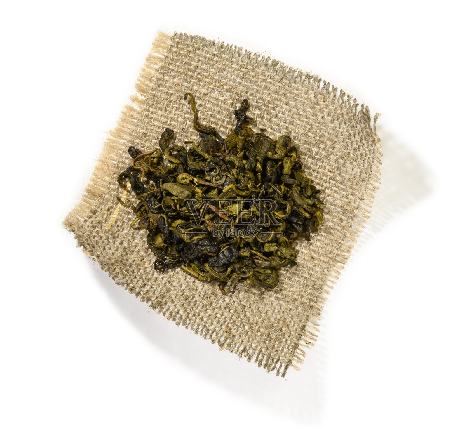 白色背景上的绿茶俯视图照片摄影图片