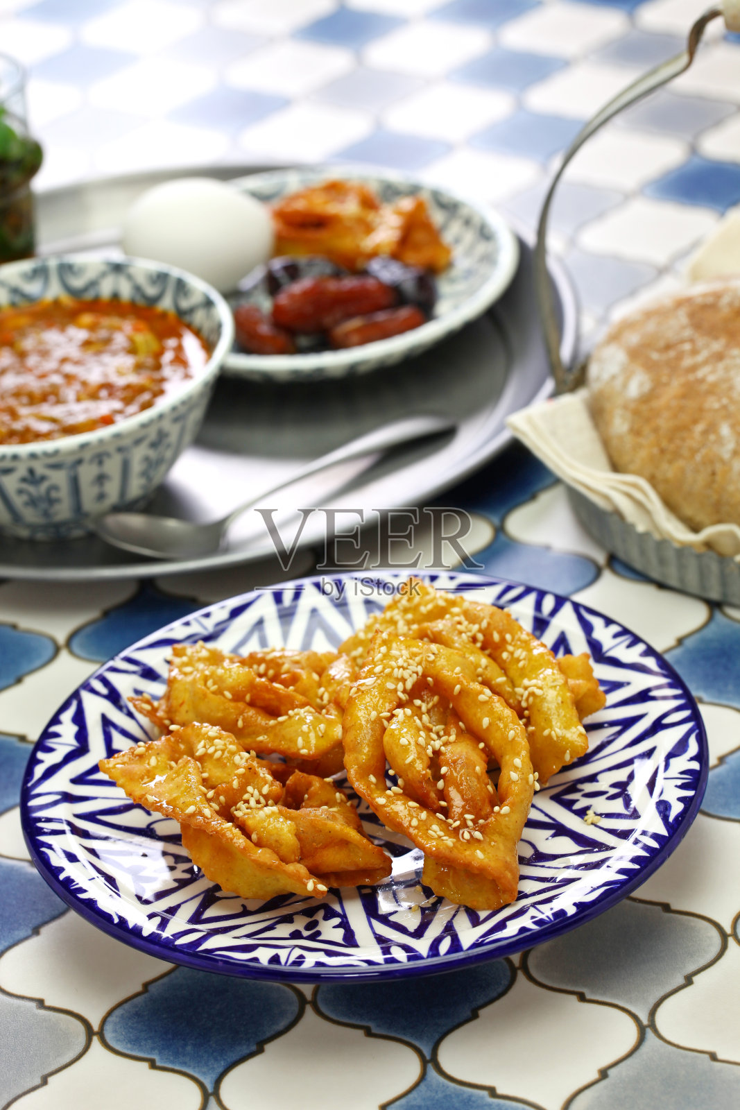 自制舍巴基亚摩洛哥斋月饼干照片摄影图片