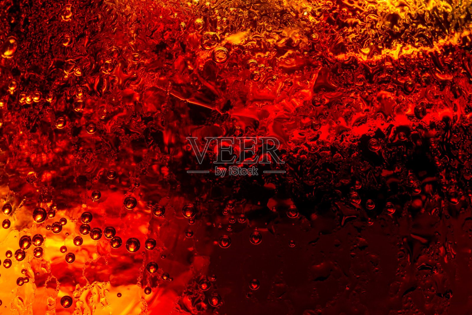 加冰可乐背景特写，冰镇气泡碳酸饮料细节照片摄影图片