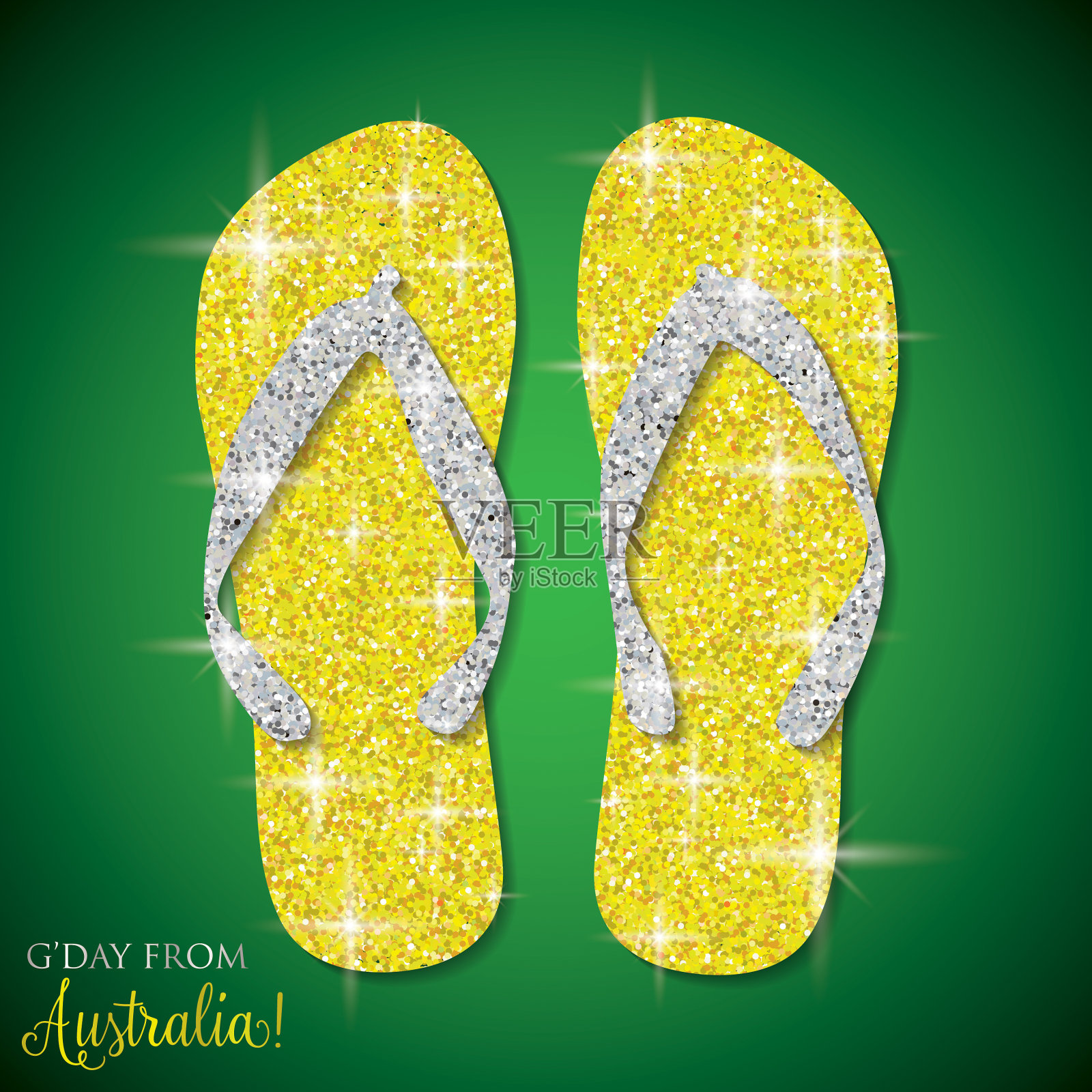 闪亮的彩虹闪闪的澳大利亚人字拖(Flip Flops)矢量格式。插画图片素材