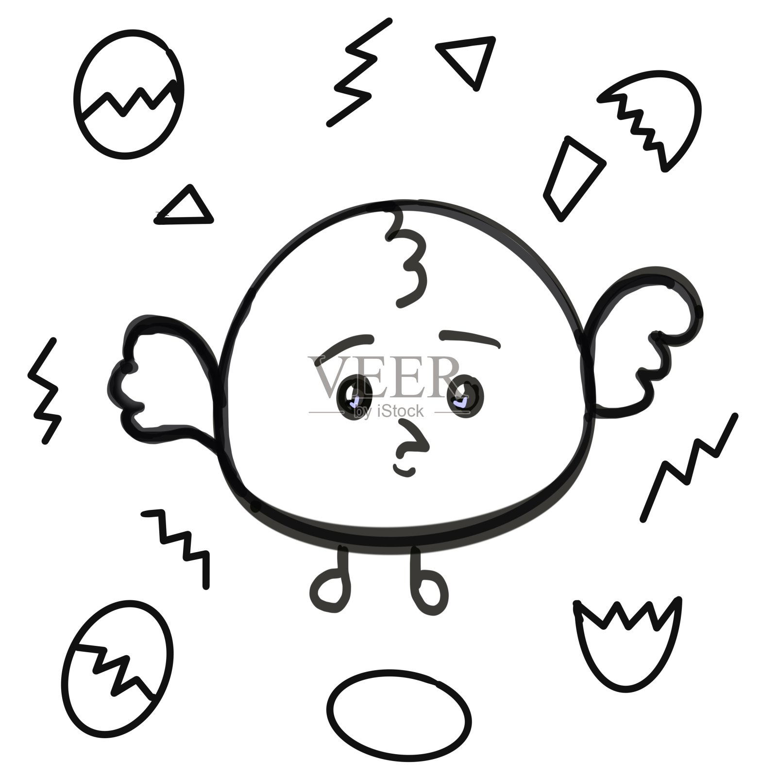 可爱的卡通小鸡和鸡蛋插画图片素材