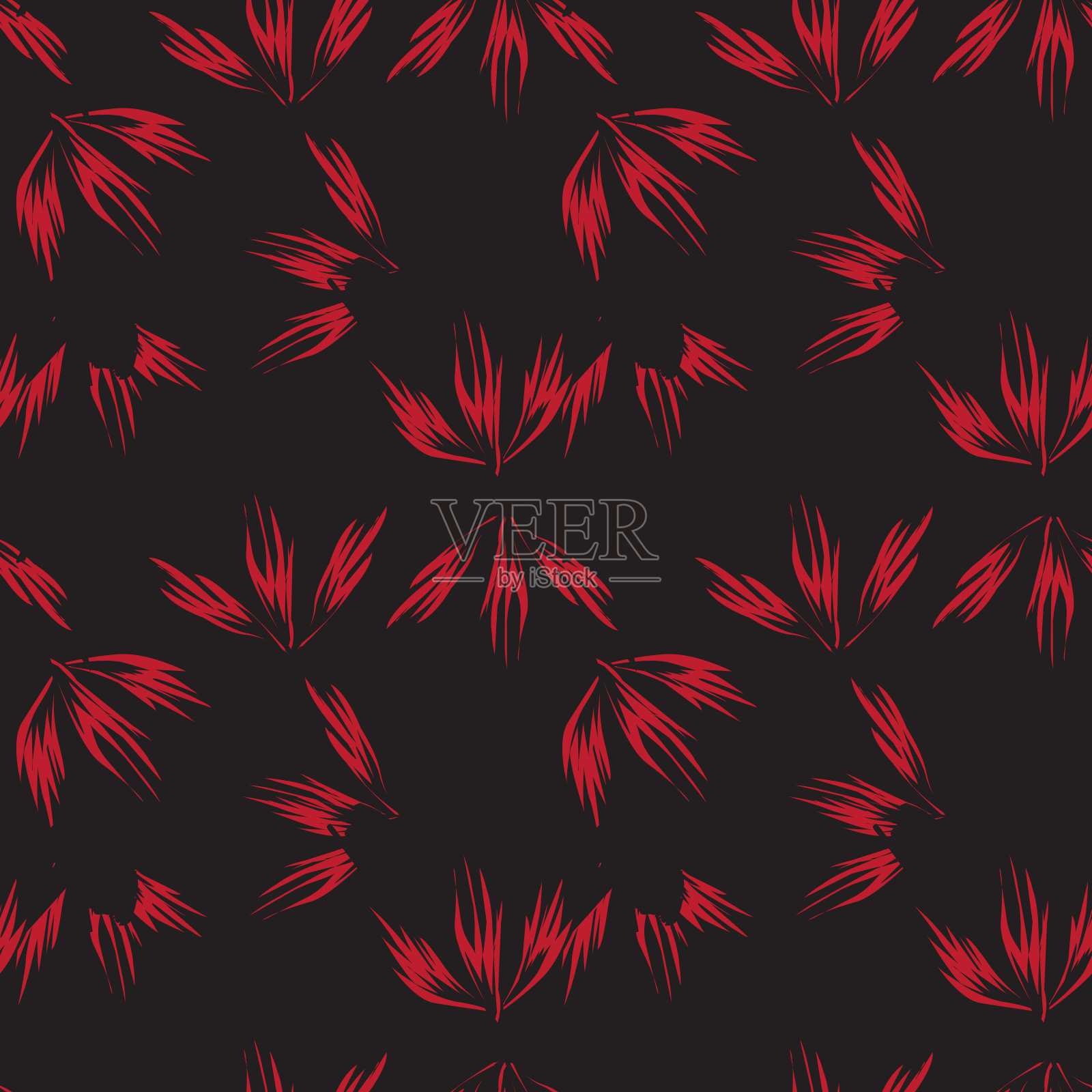 色彩缤纷的热带花卉无缝图案插画图片素材