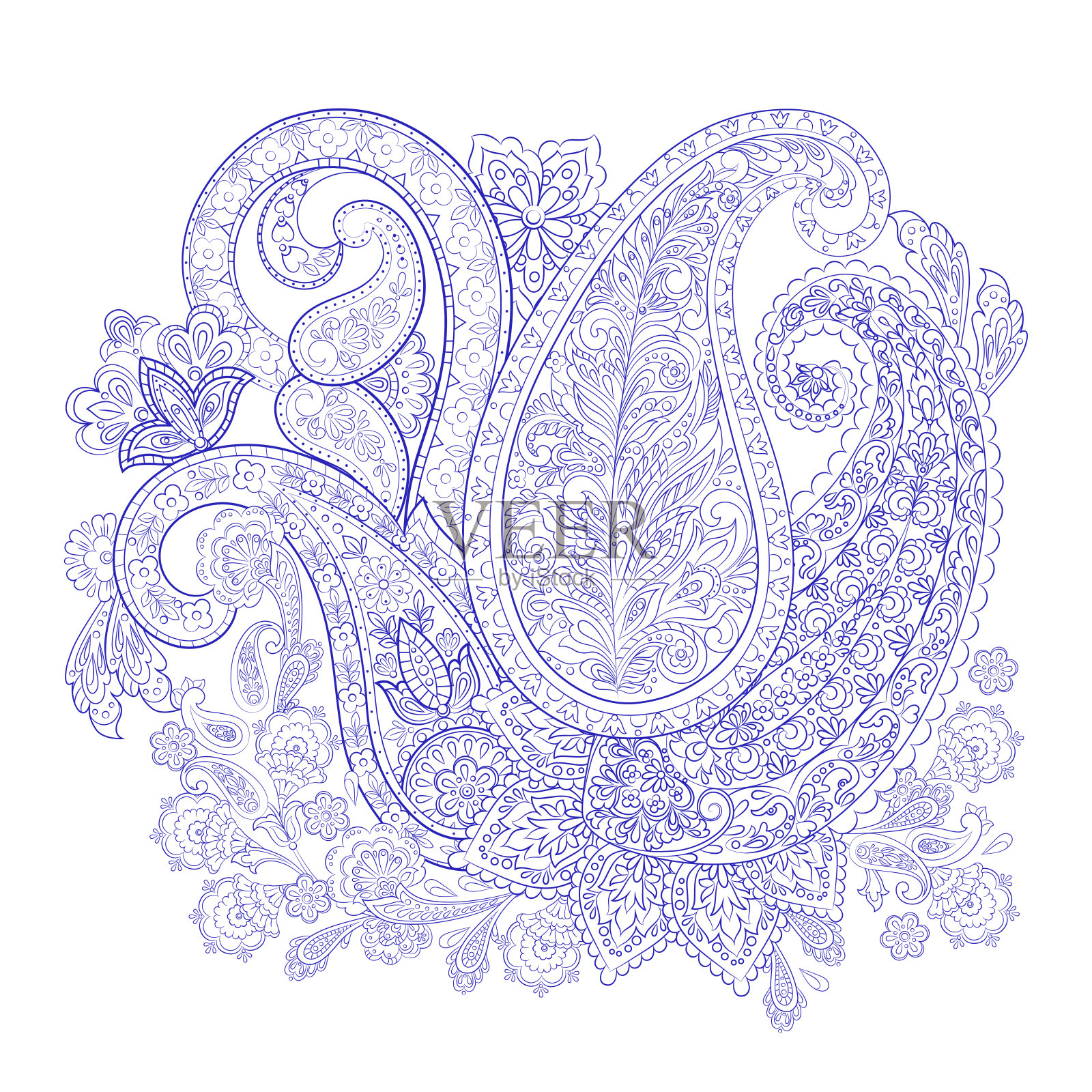 佩斯利花东方民族图案。阿拉伯语点缀插画图片素材