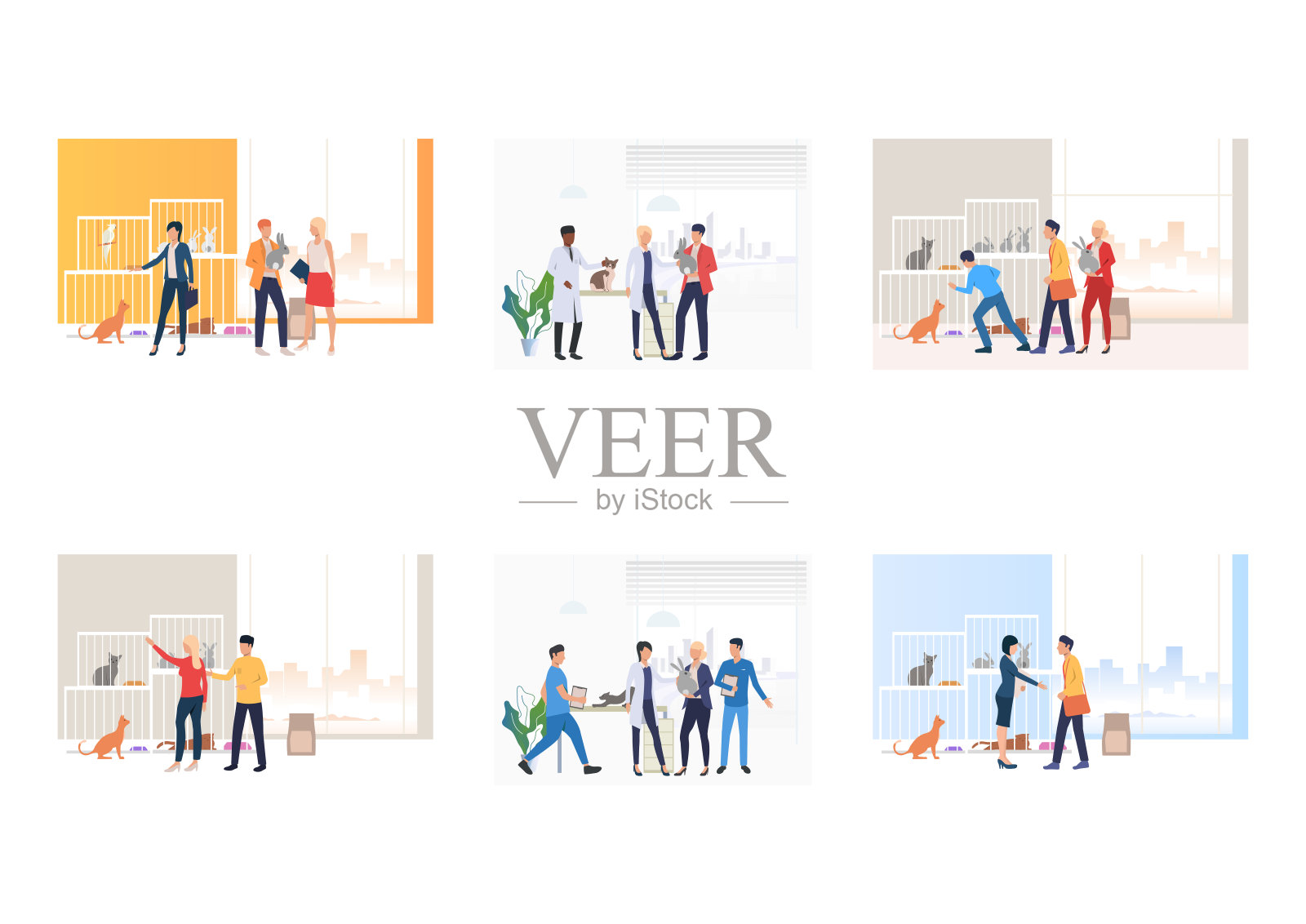 动物收容所和兽医诊所插画图片素材