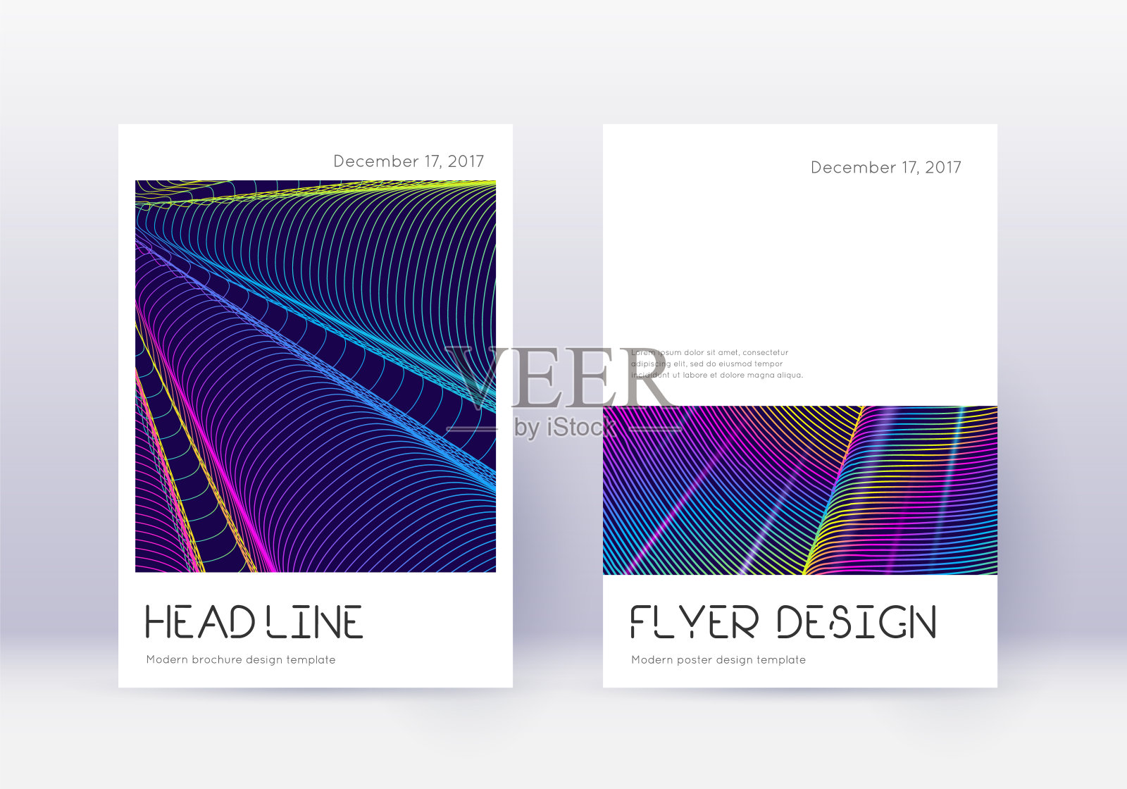 最小覆盖设计模板集。彩虹abstrac设计模板素材