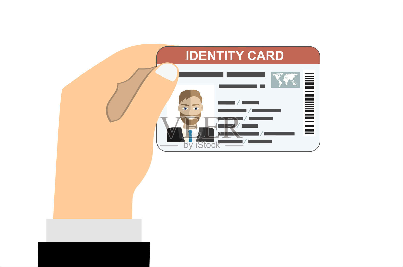手拿身份证的插图。矢量插图平面设计。插画图片素材
