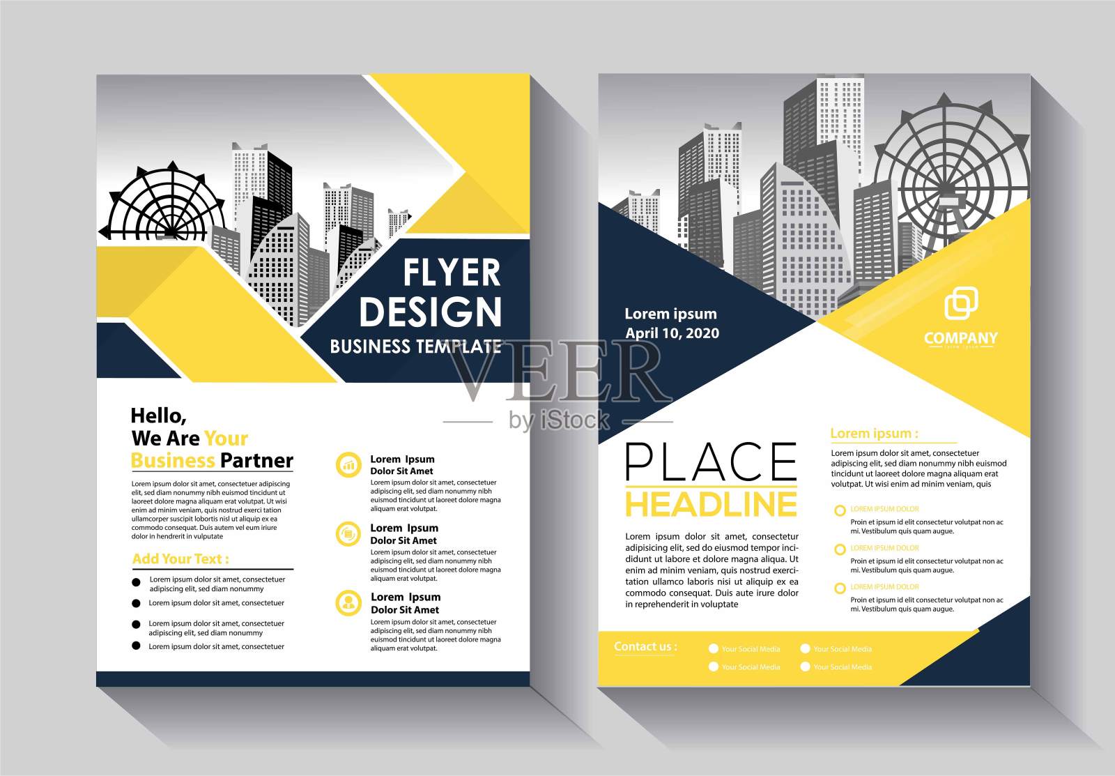 业务抽象向量模板。宣传册设计，涵盖现代布局，年度报告，海报，传单A4彩色三角形，几何形状的科技，科学，市场与灯光背景插画图片素材