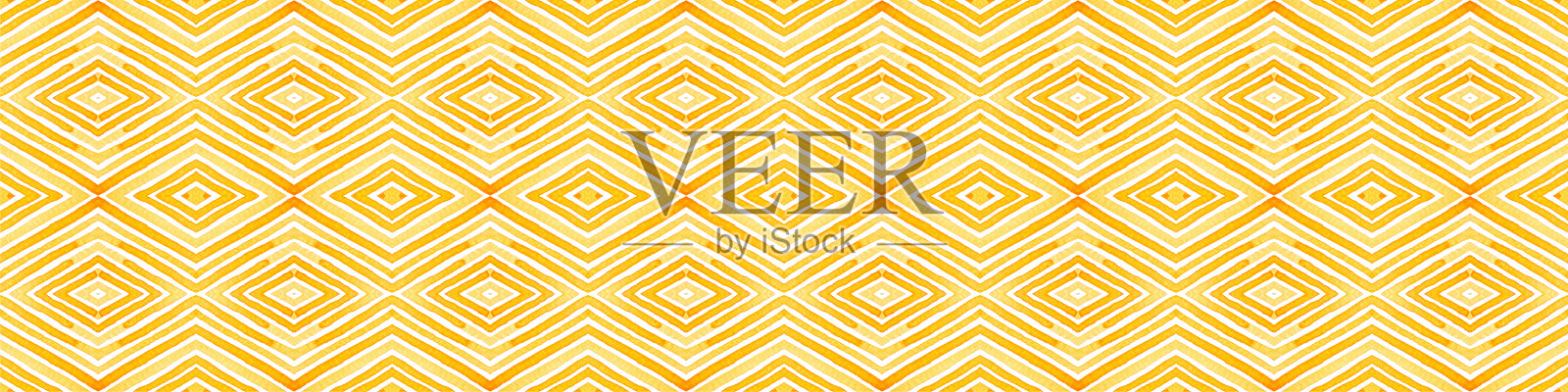 橙色无缝边框滚动。几何Watercolo插画图片素材