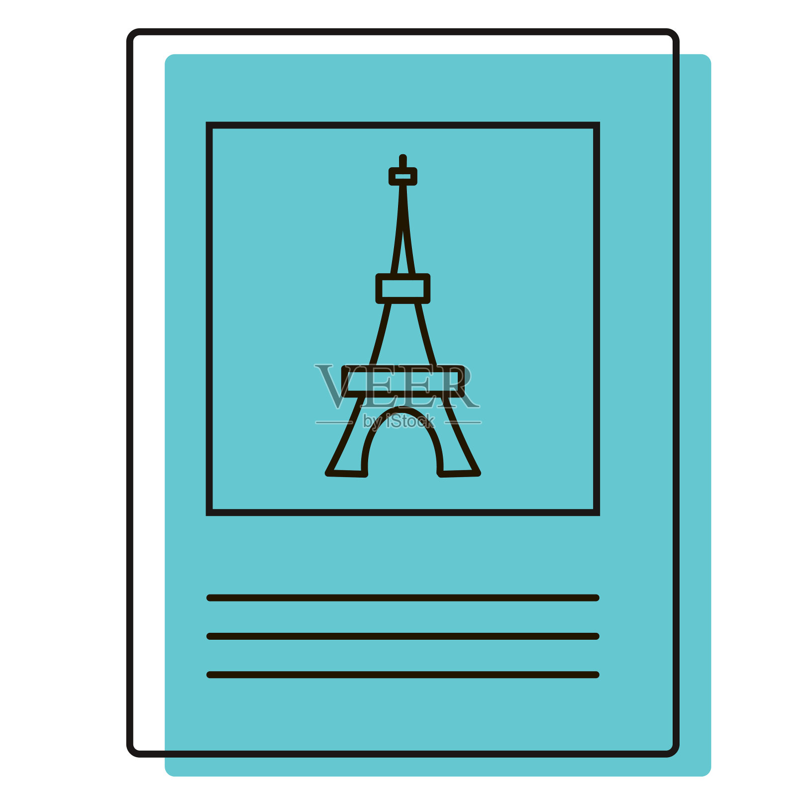 埃菲尔铁塔标志。位置的旅游。历史记忆。著名的地方。城市中的导航。设计元素。矢量插图。图标与阴影隔离在白色背景上。插画图片素材