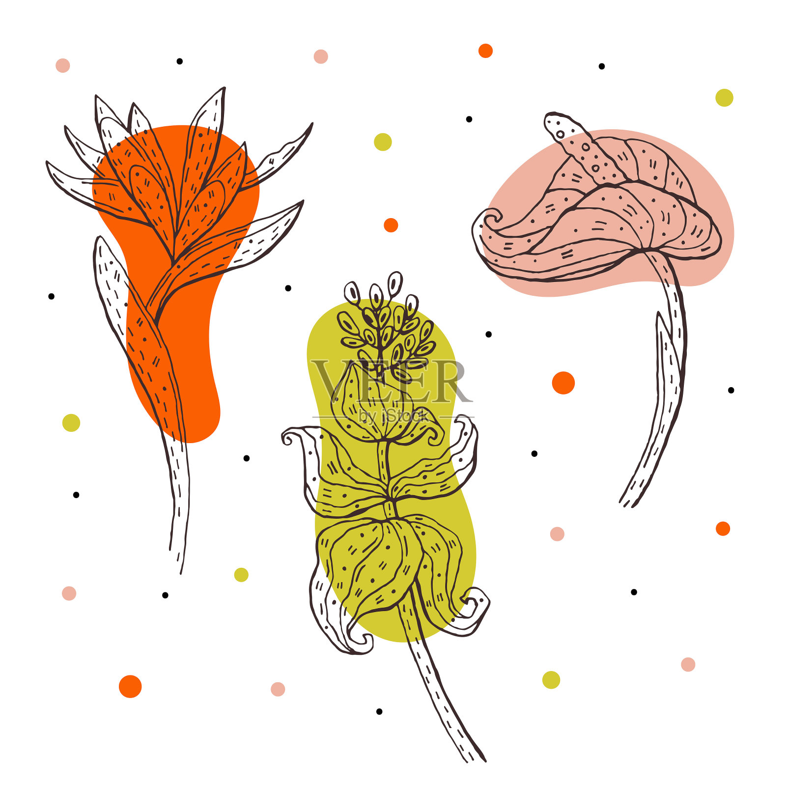 花矢量涂鸦剪贴画。插画图片素材