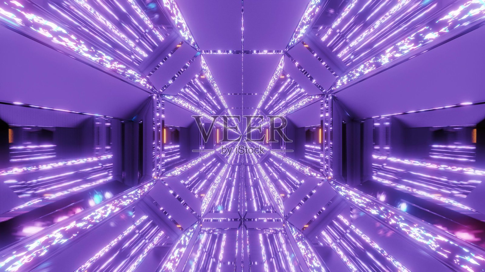 未来科幻机库隧道走廊与闪闪发光的钻石圣诞纹理3d渲染背景壁纸图形照片摄影图片