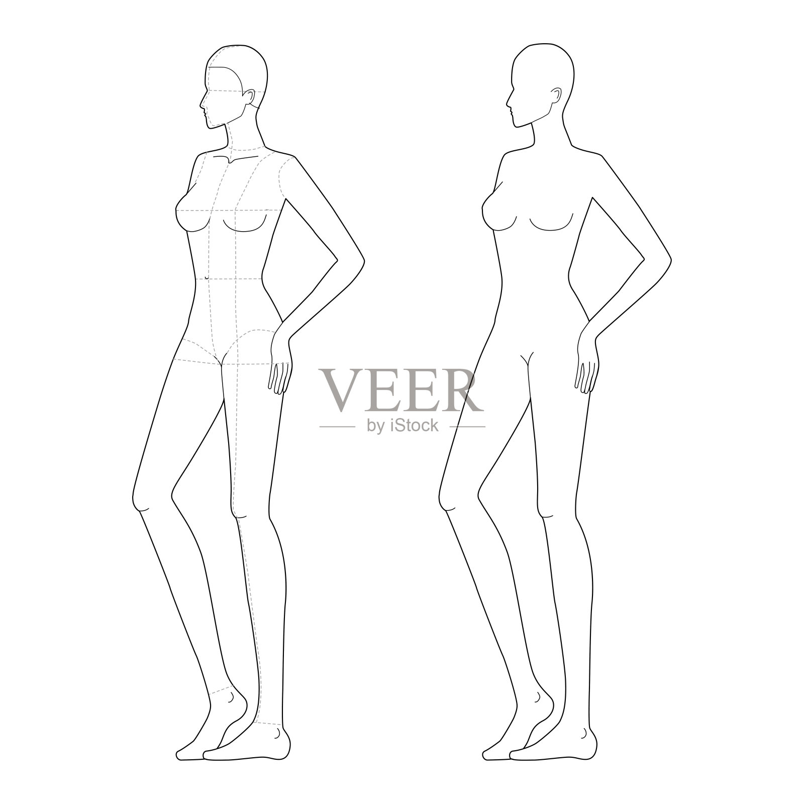 女性站立姿势的时尚模板插画图片素材