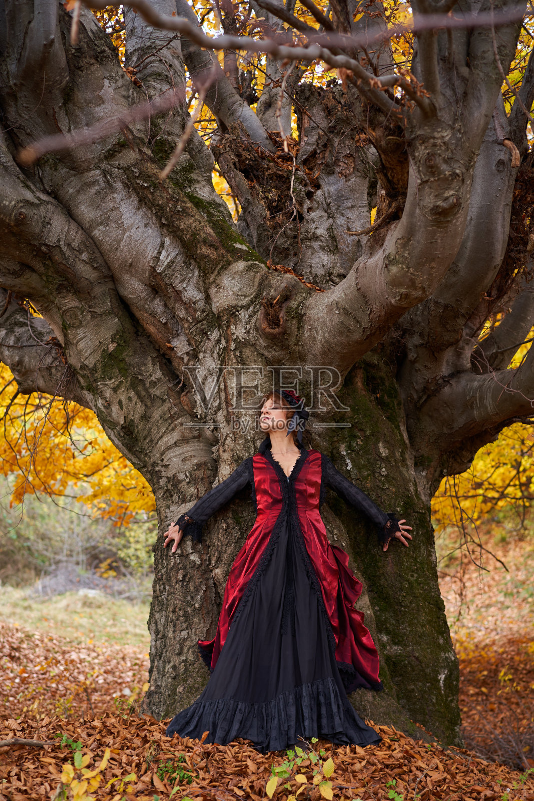 穿着复古服饰的女人照片摄影图片