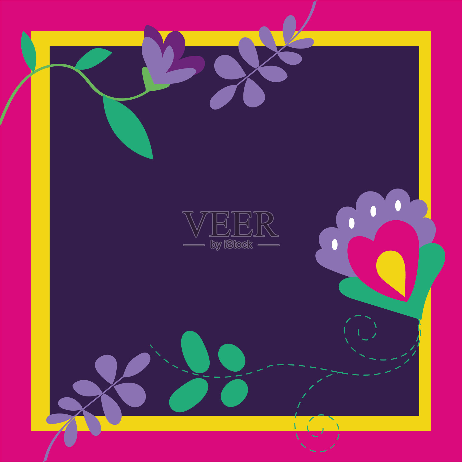 死亡卡片与花卉装饰框架设计模板素材