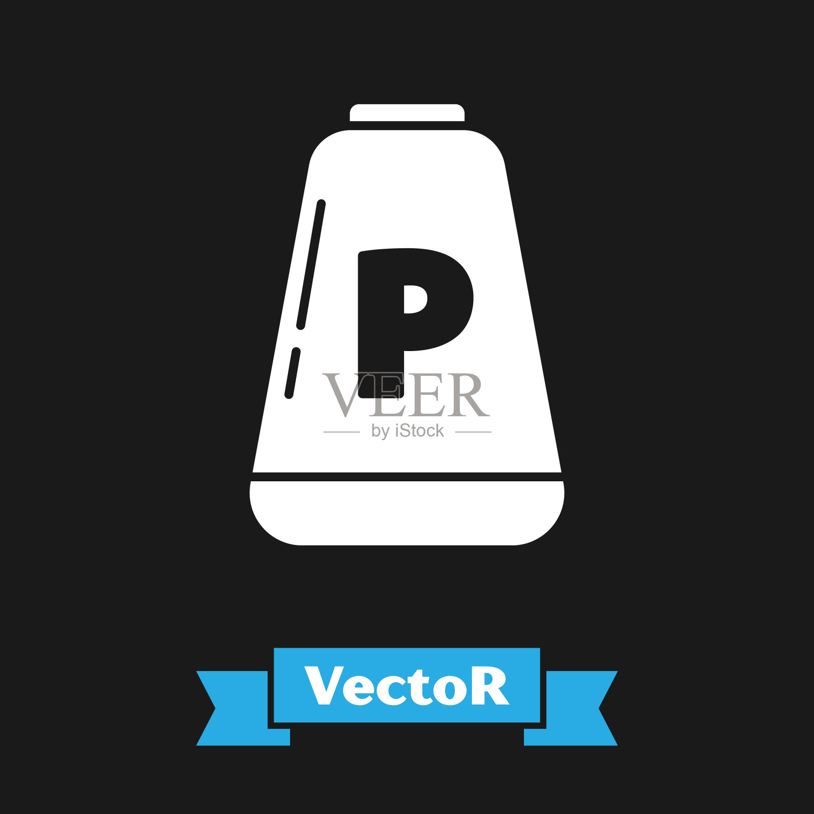 白胡椒图标孤立在黑色背景。烹饪的香料。矢量图插画图片素材