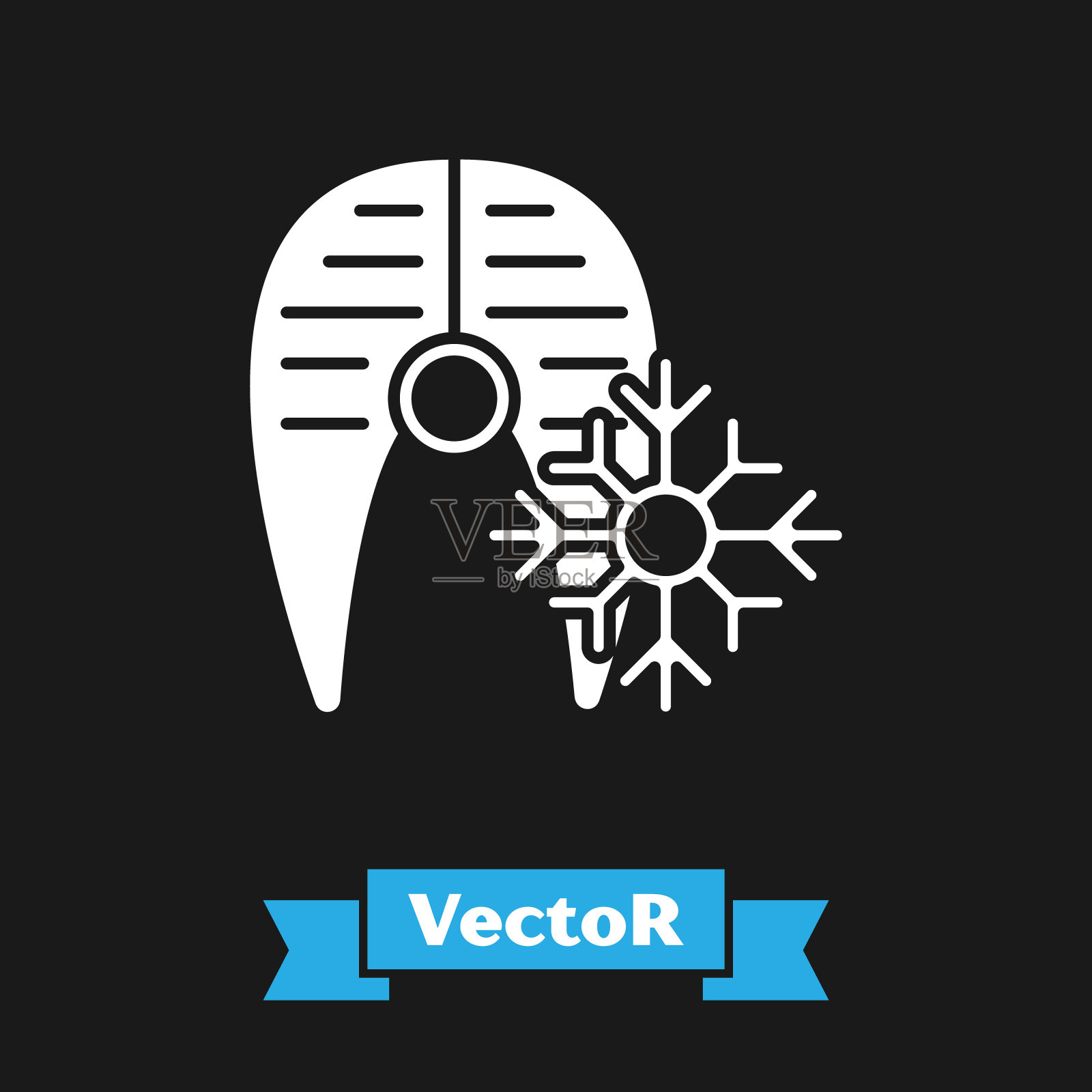 白色新鲜冷冻鱼排图标孤立在黑色背景。矢量图插画图片素材