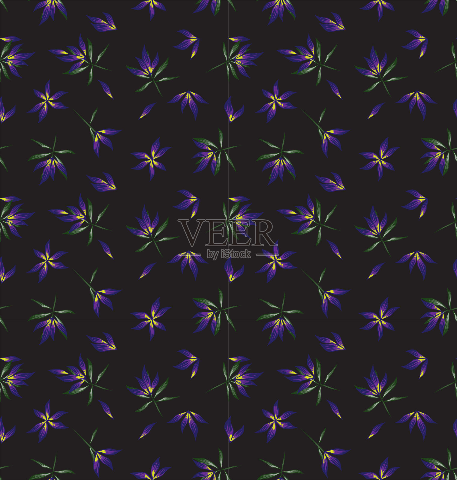 色彩缤纷的热带花卉无缝图案插画图片素材