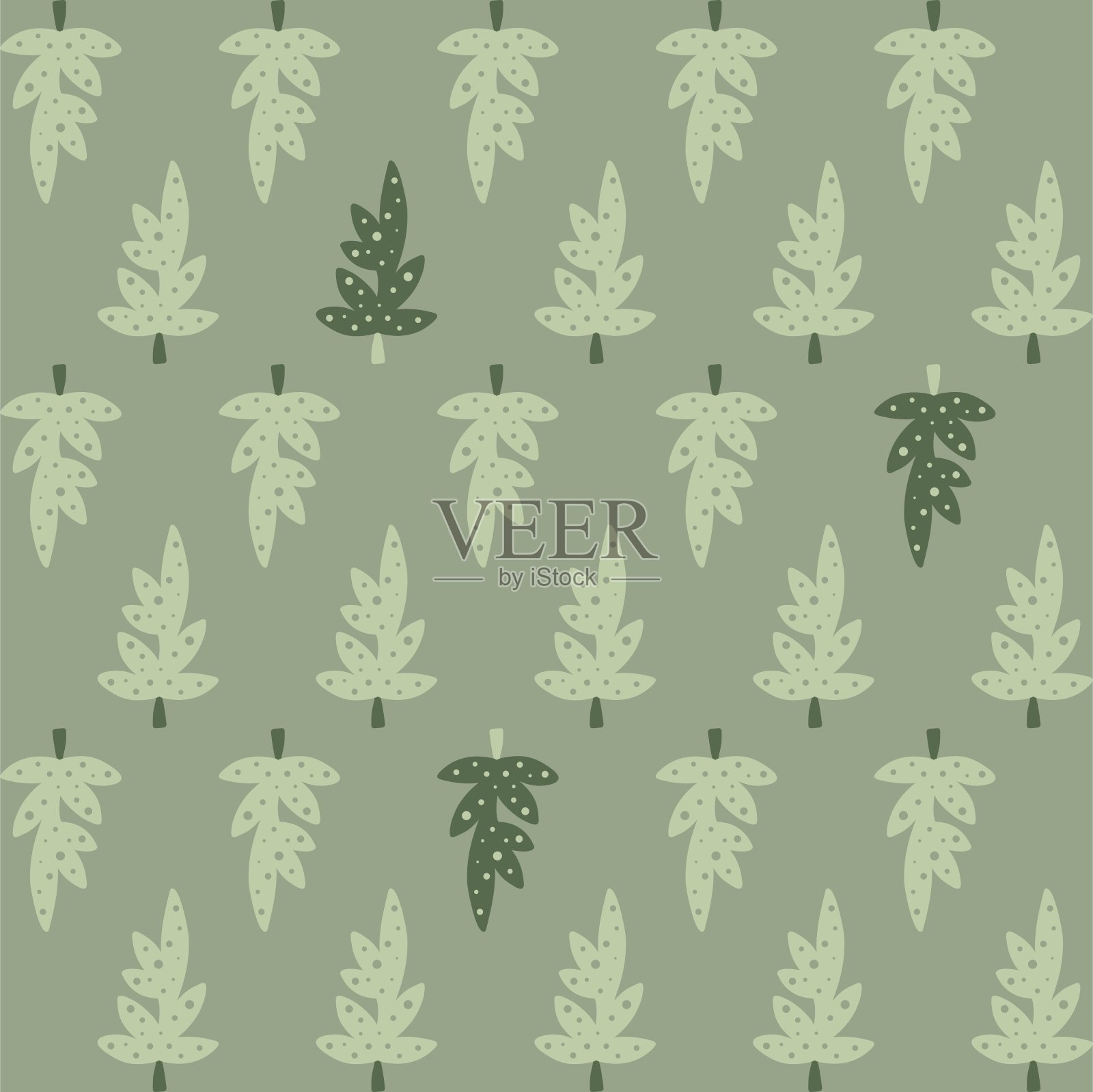 植物无缝模式。手绘涂鸦矢量插图。插画图片素材