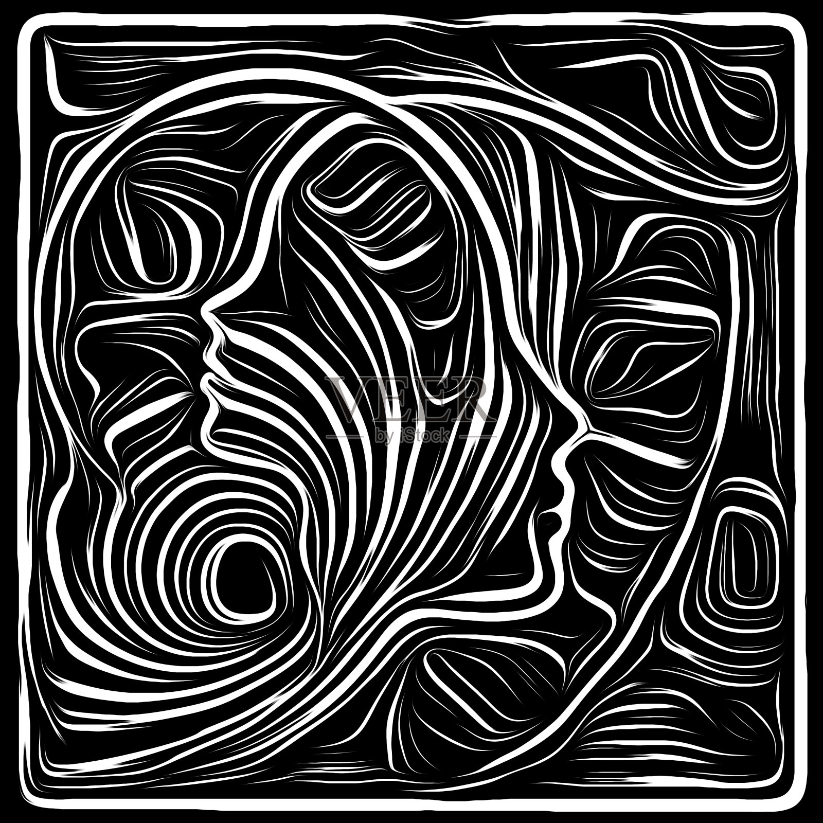 虚拟木刻设计插画图片素材