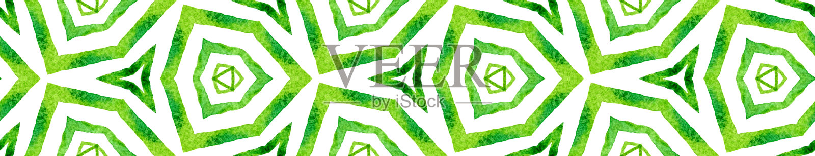 绿色万花筒无缝边框滚动。Geometr插画图片素材