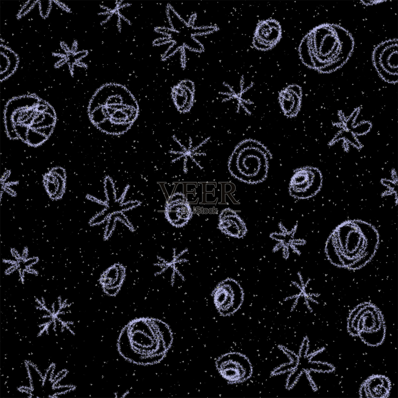 手绘白雪花圣诞无缝拍插画图片素材