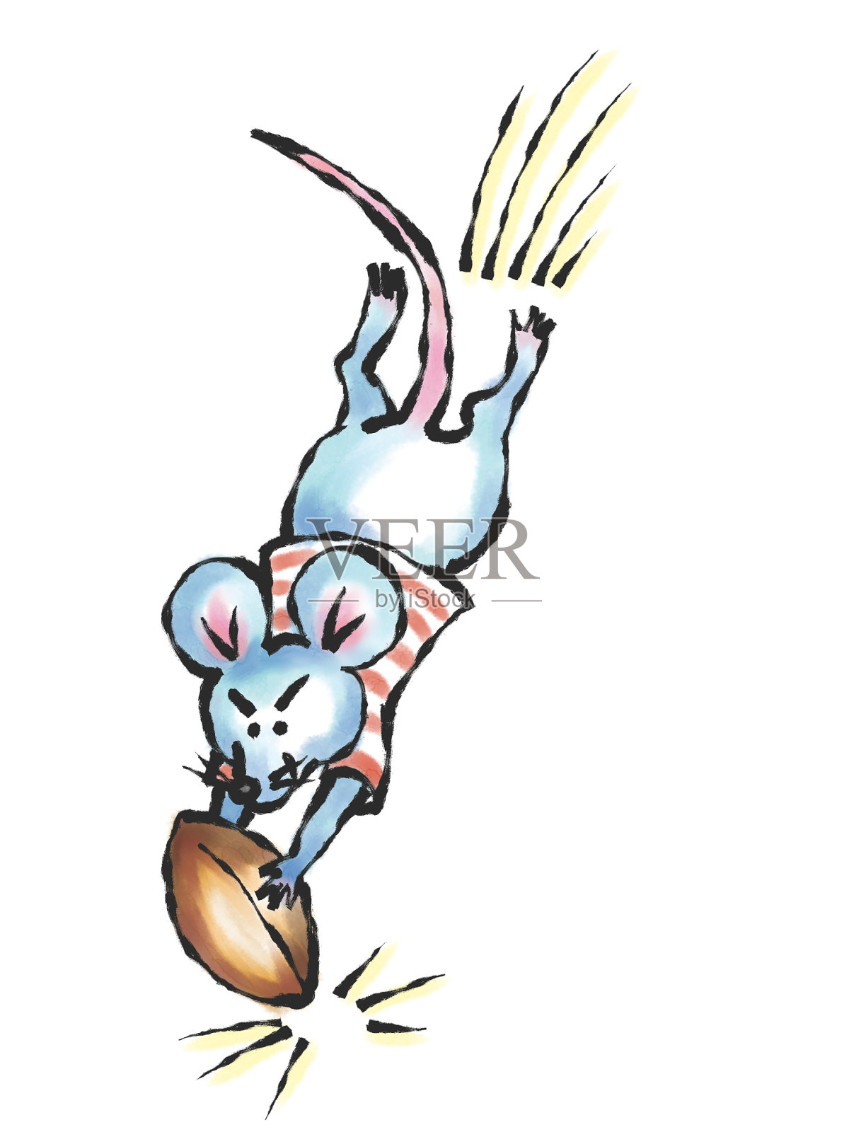 一个鼠标橄榄球运动员在踢球。插画图片素材