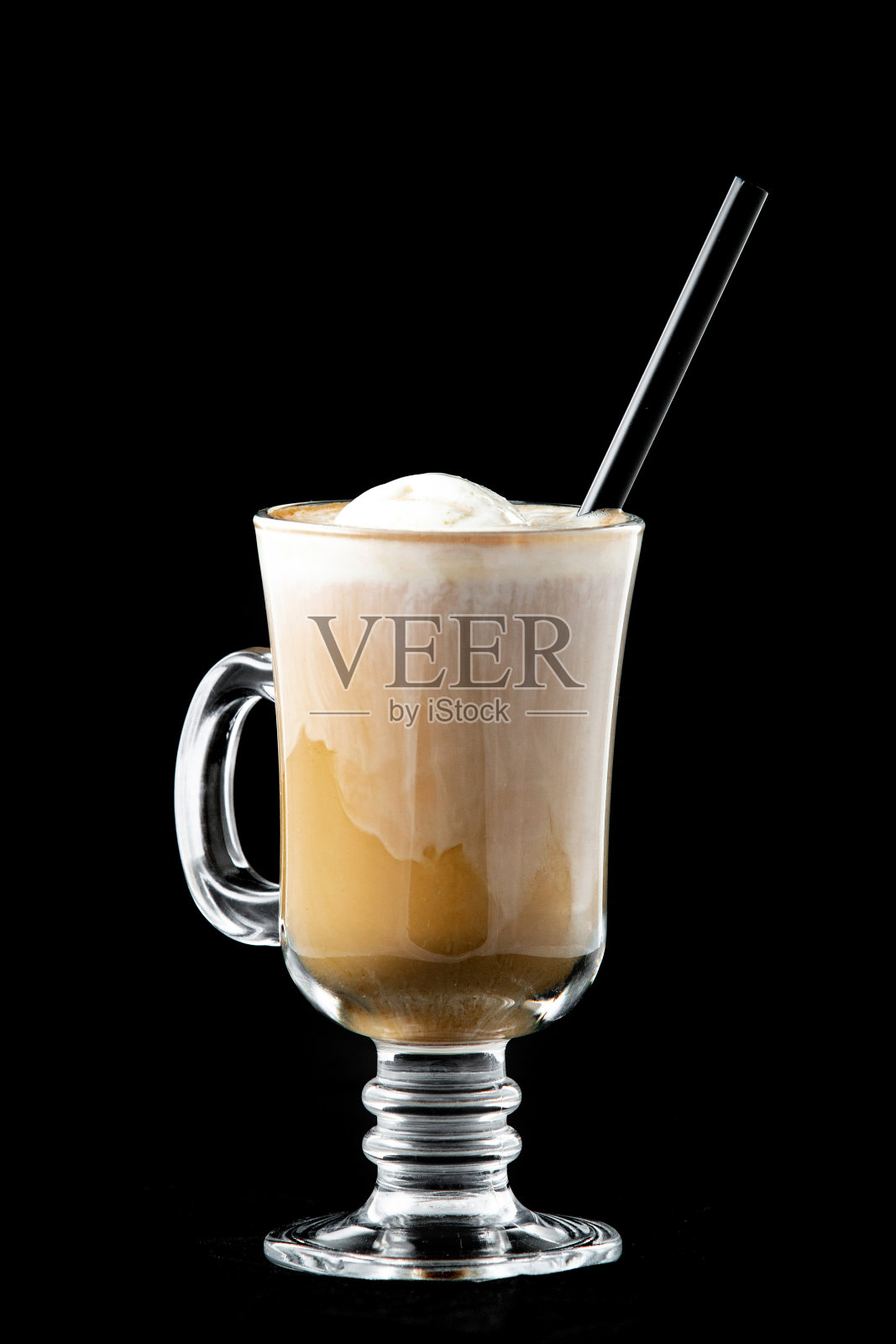 咖啡和冰淇淋用玻璃杯装照片摄影图片