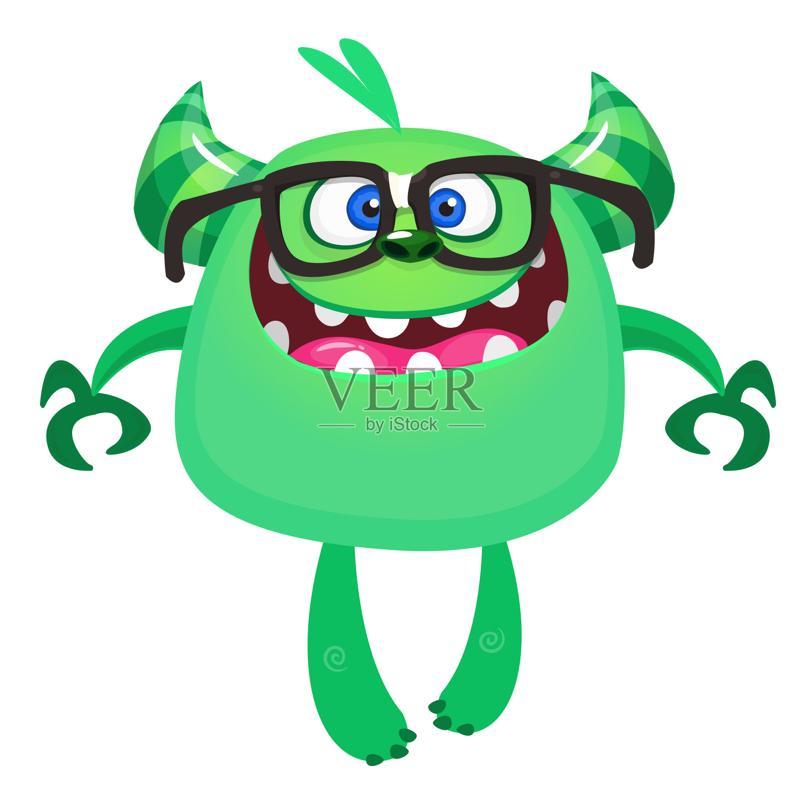 有趣的卡通怪物。激动的怪物角色的矢量插图设计元素图片