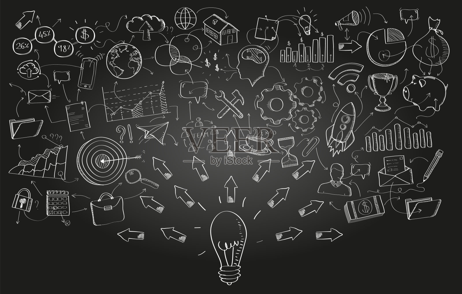 手绘矢量项目展示黑色背景插画图片素材