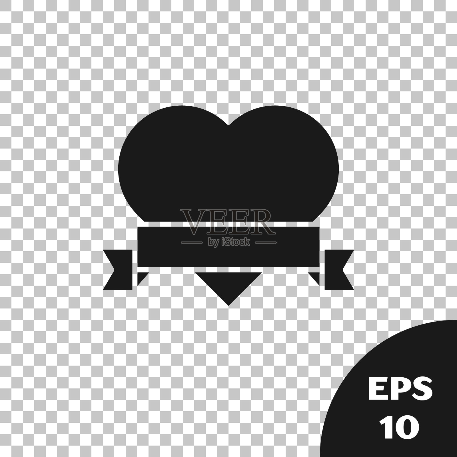 黑心和丝带图标孤立在透明的背景。浪漫象征着联系、结合、激情和婚礼。情人节的象征。矢量图插画图片素材