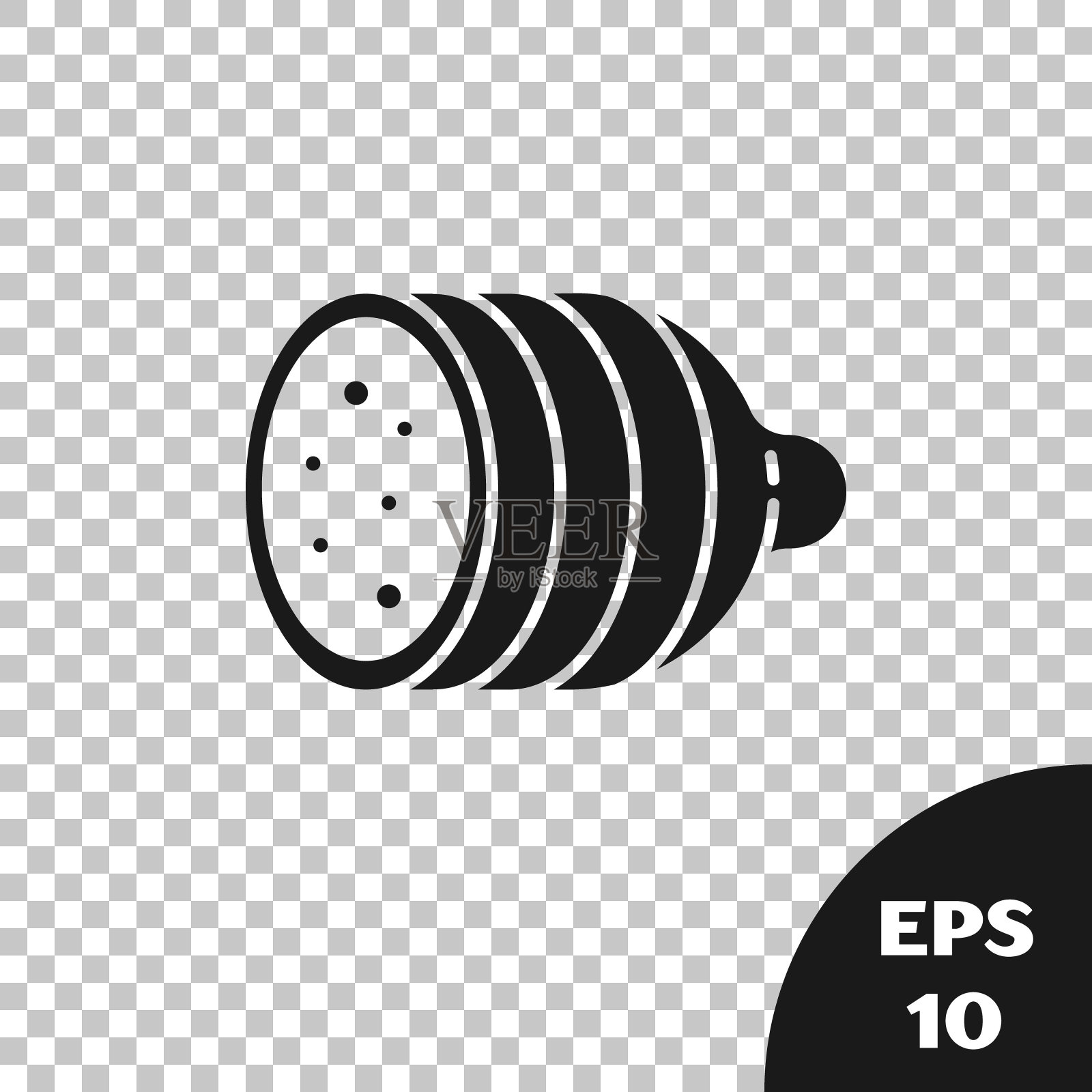 黑色萨拉米香肠图标孤立在透明的背景。肉类熟食产品。矢量图插画图片素材