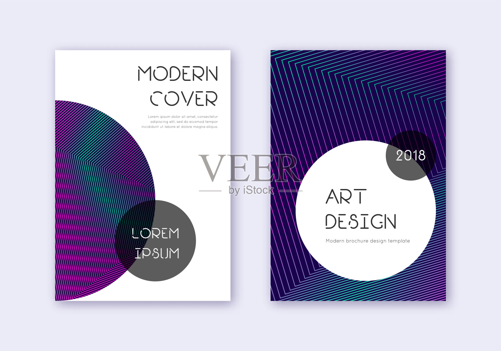 时髦的封面设计模板集。霓虹灯文摘李插画图片素材