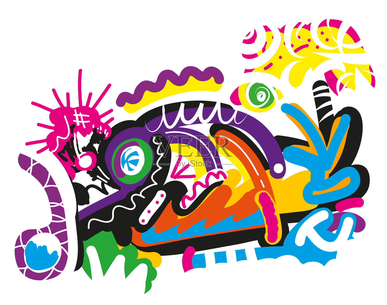 女人在节日的抽象插图。插画图片素材