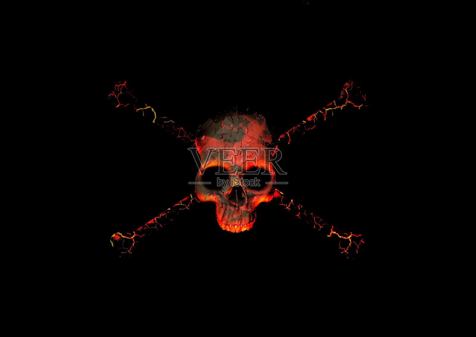 抽象的头骨漂浮在黑暗中照片摄影图片