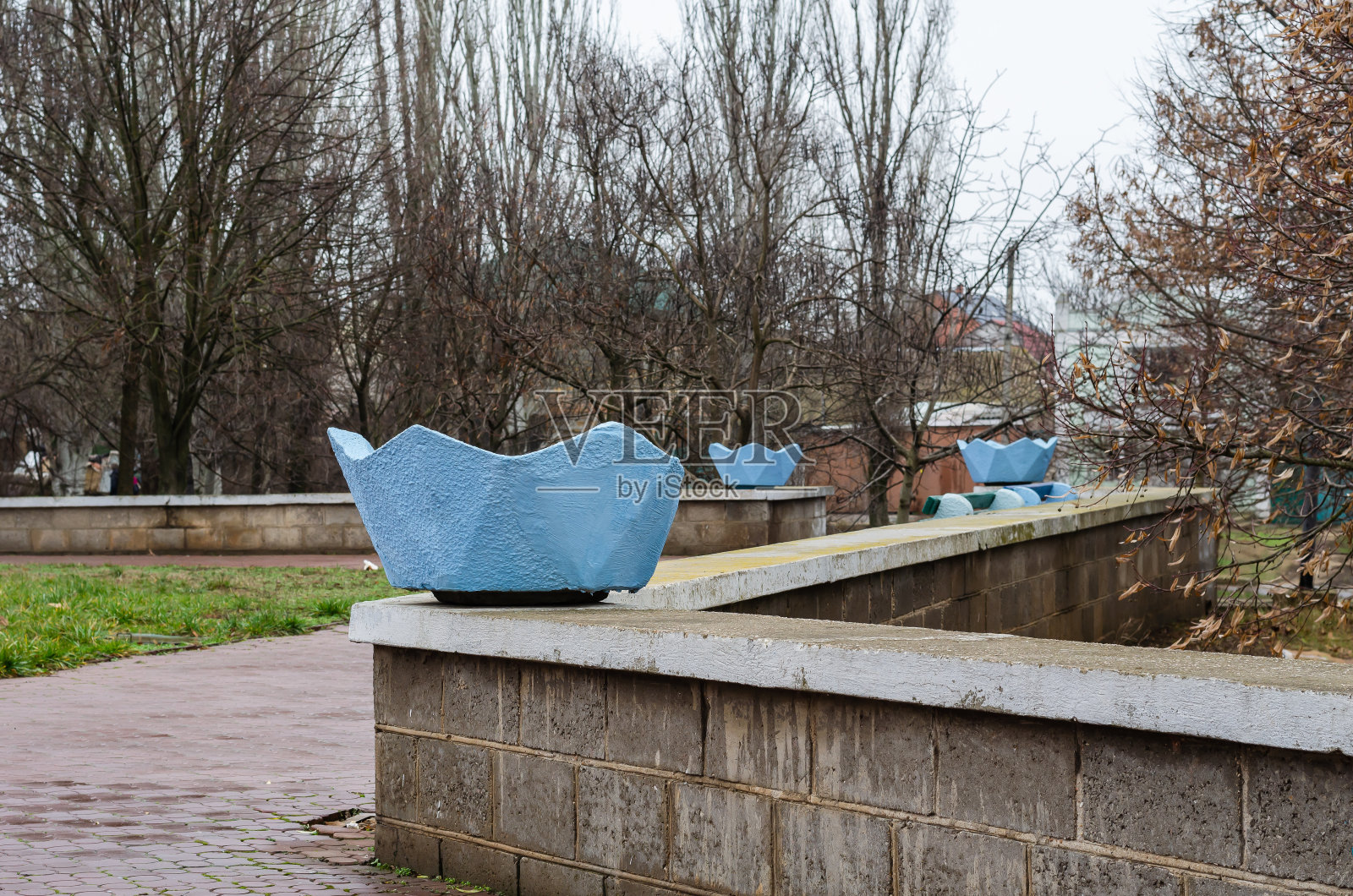 石头花坛。照片摄影图片