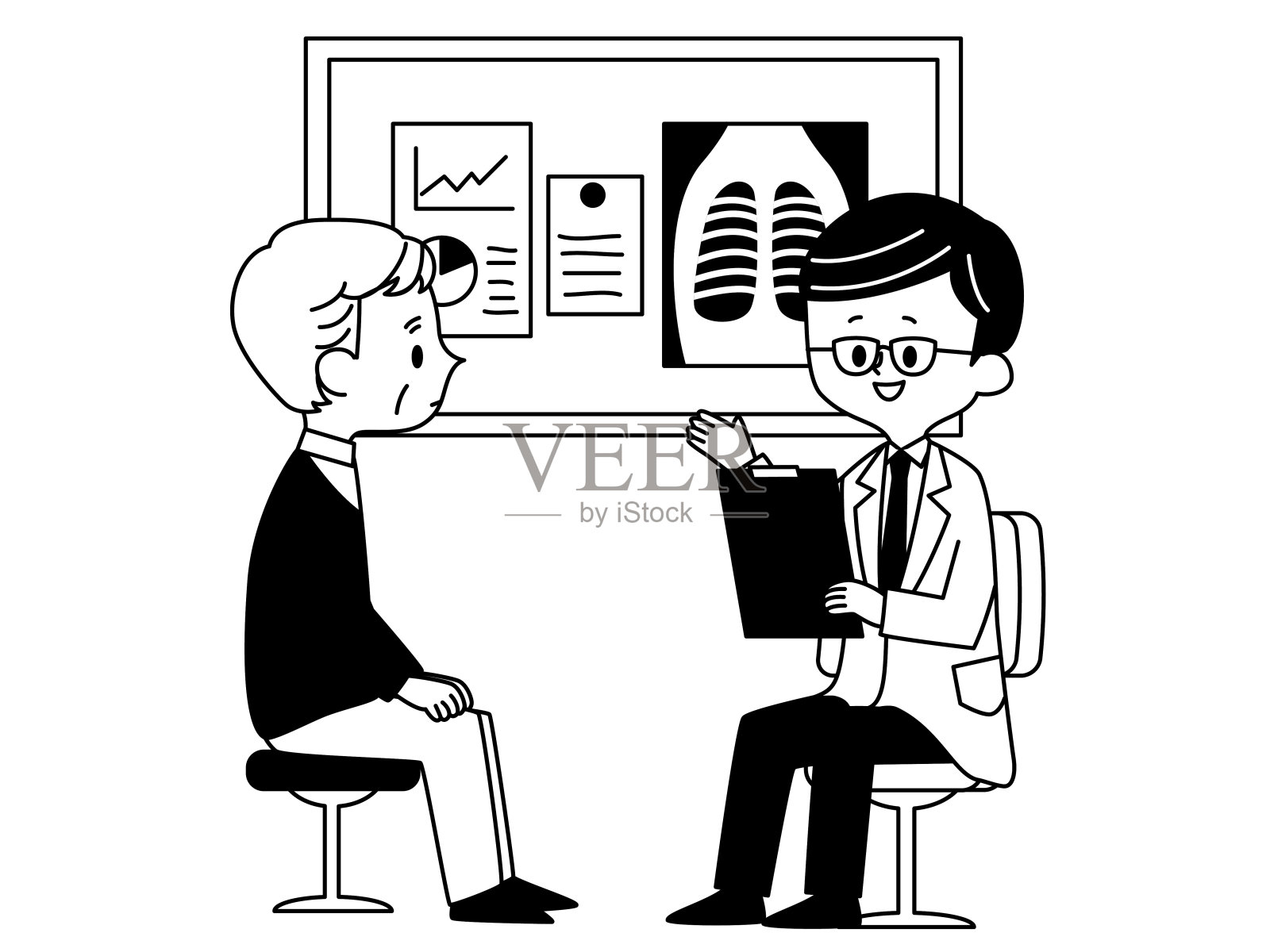 体检-医生和年长者插画图片素材