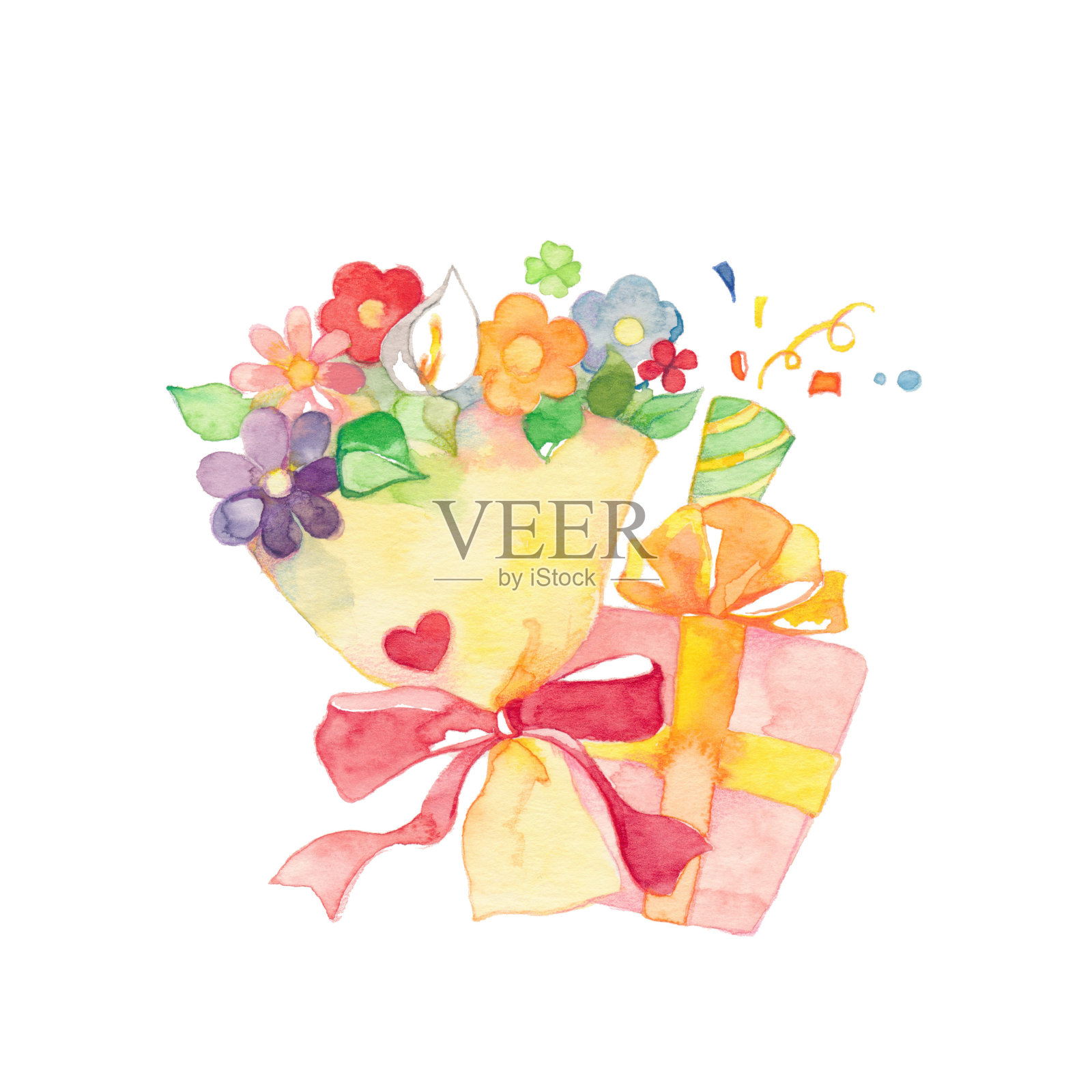 送上一束鲜花。插画图片素材