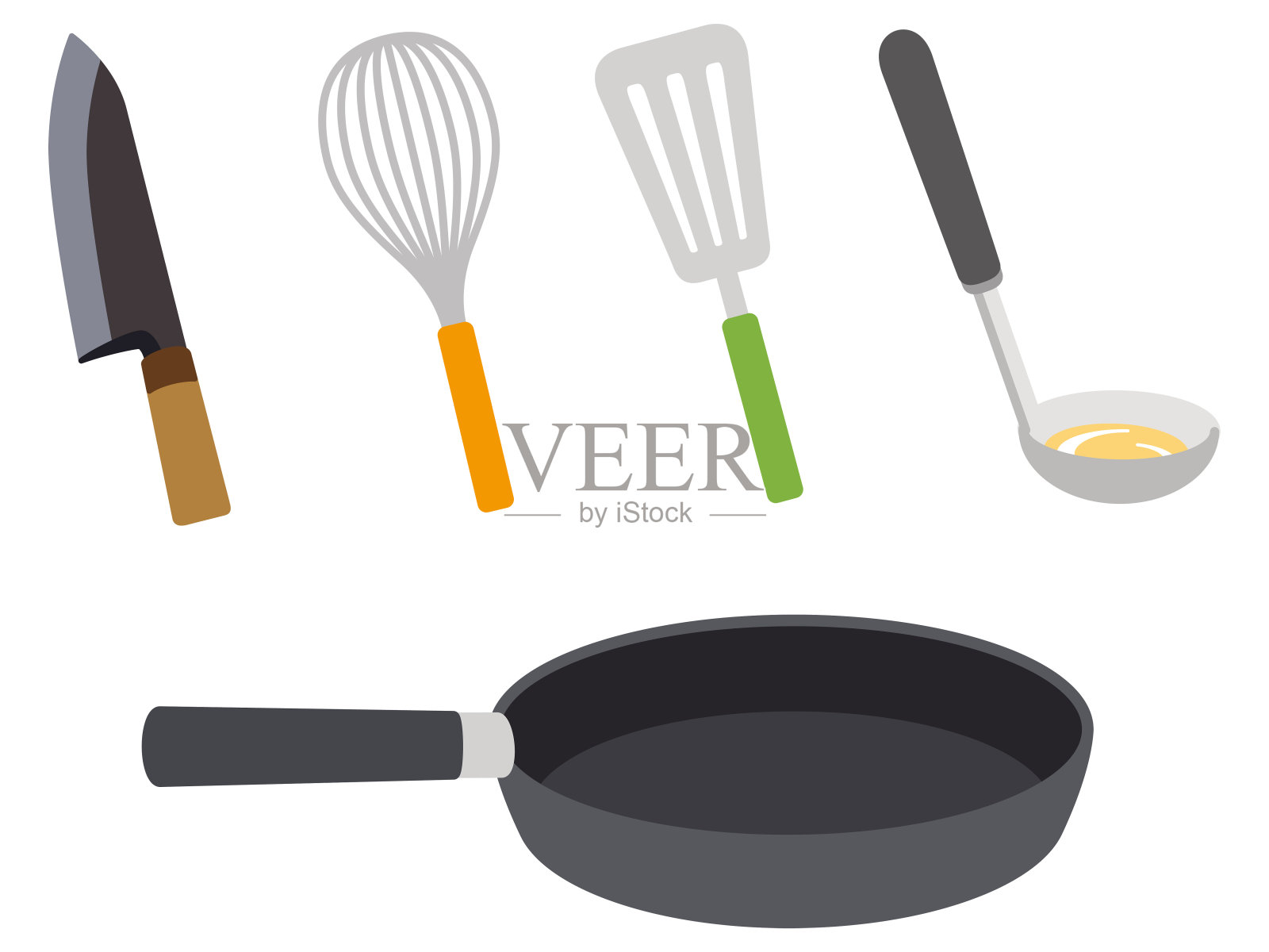 菜刀和煎锅插画图片素材