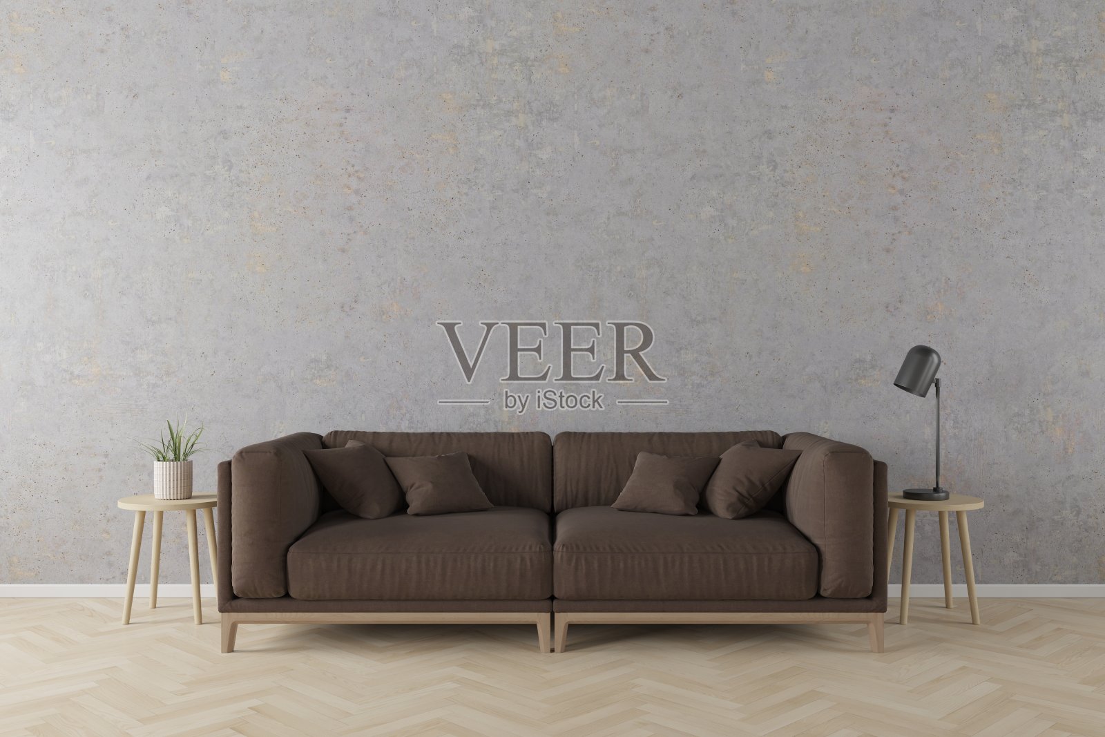 室内模拟场景与墙壁背景。3 d演示。照片摄影图片