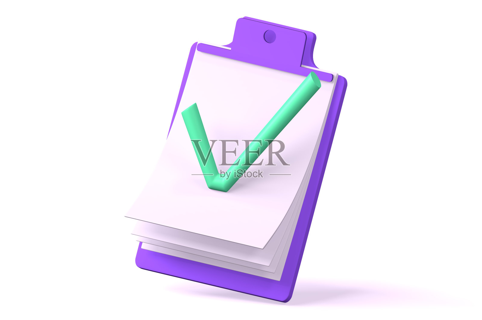 紫色的纸平板支架与绿色寒鸦。插画图片素材