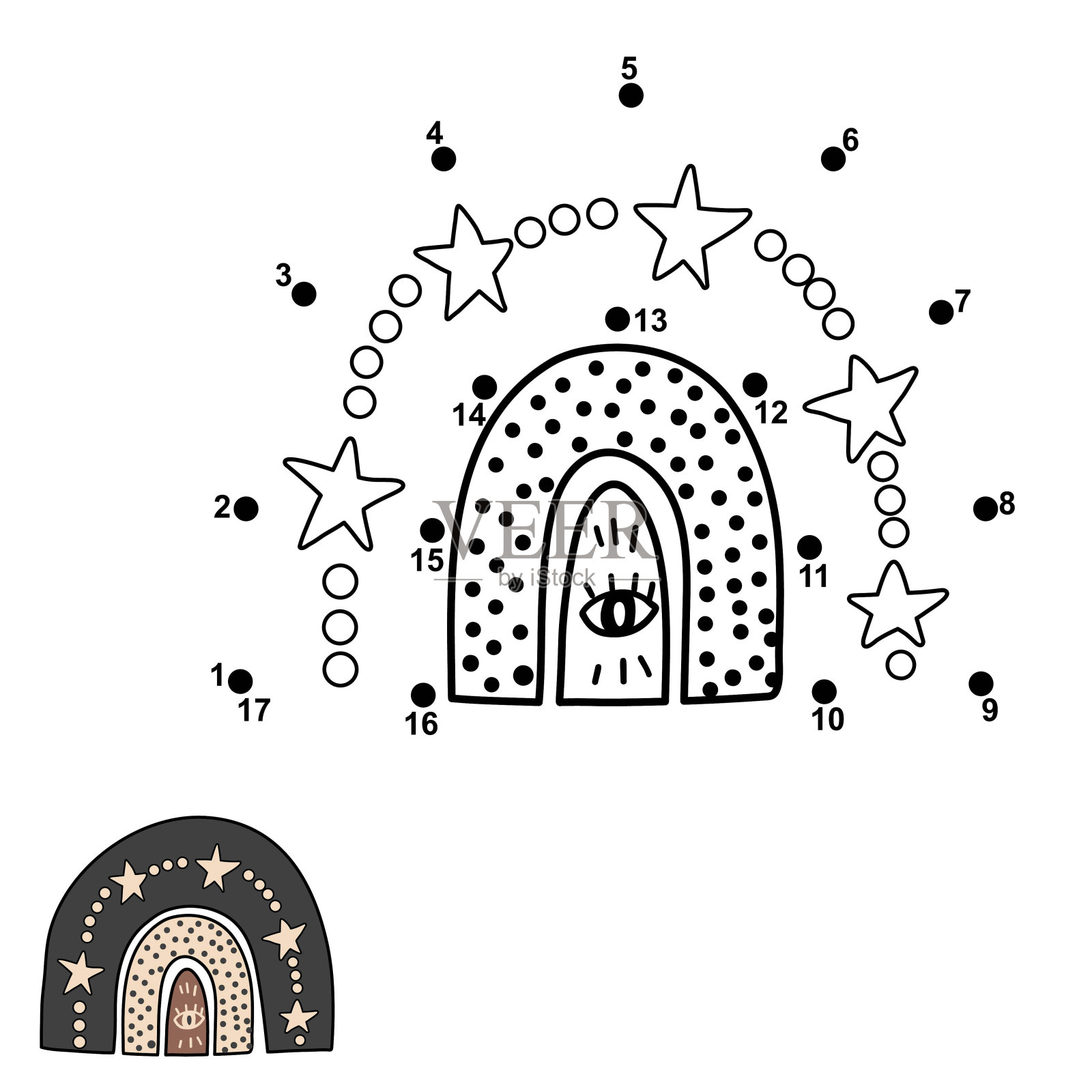 把这些点连起来，画出一道神奇的彩虹设计元素图片