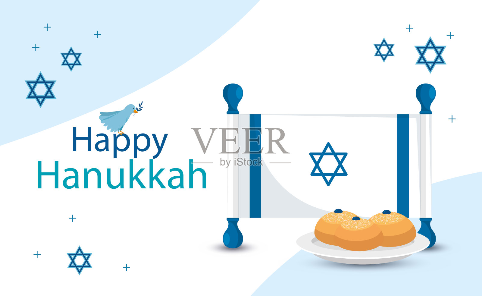 快乐光明节，以色列国旗设计模板素材