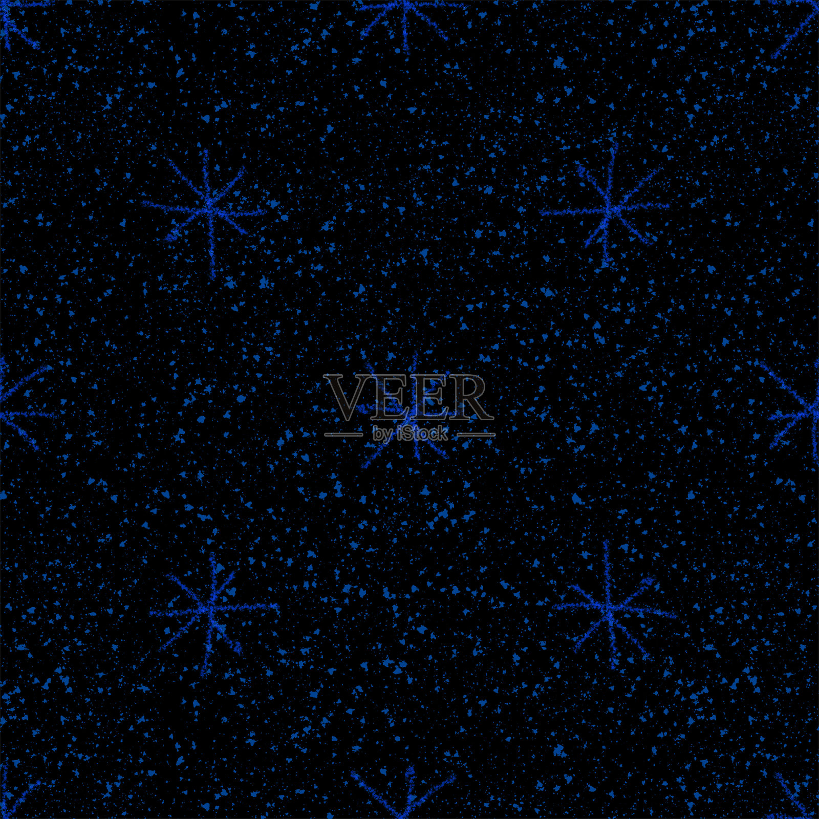 手绘蓝色雪花圣诞无缝拍插画图片素材