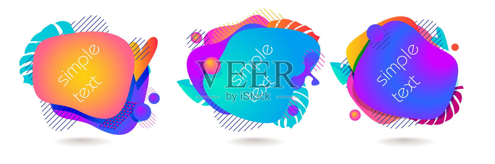 流体颜色徽章套装。抽象图形构成。Eps10向量。插画图片素材