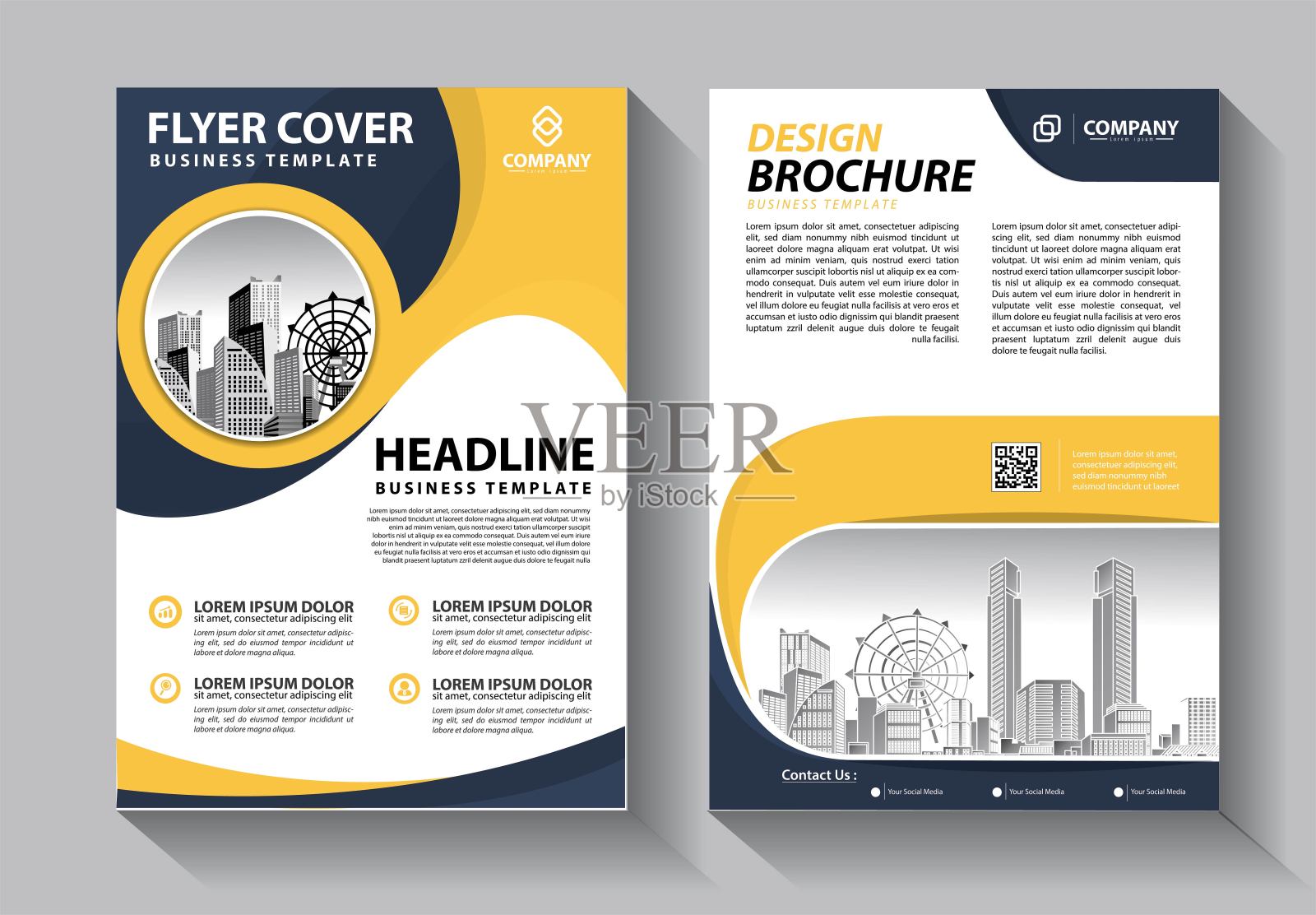 业务抽象向量模板。宣传册设计，涵盖现代布局，年度报告，海报，传单A4彩色三角形，几何形状的科技，科学，市场与灯光背景插画图片素材