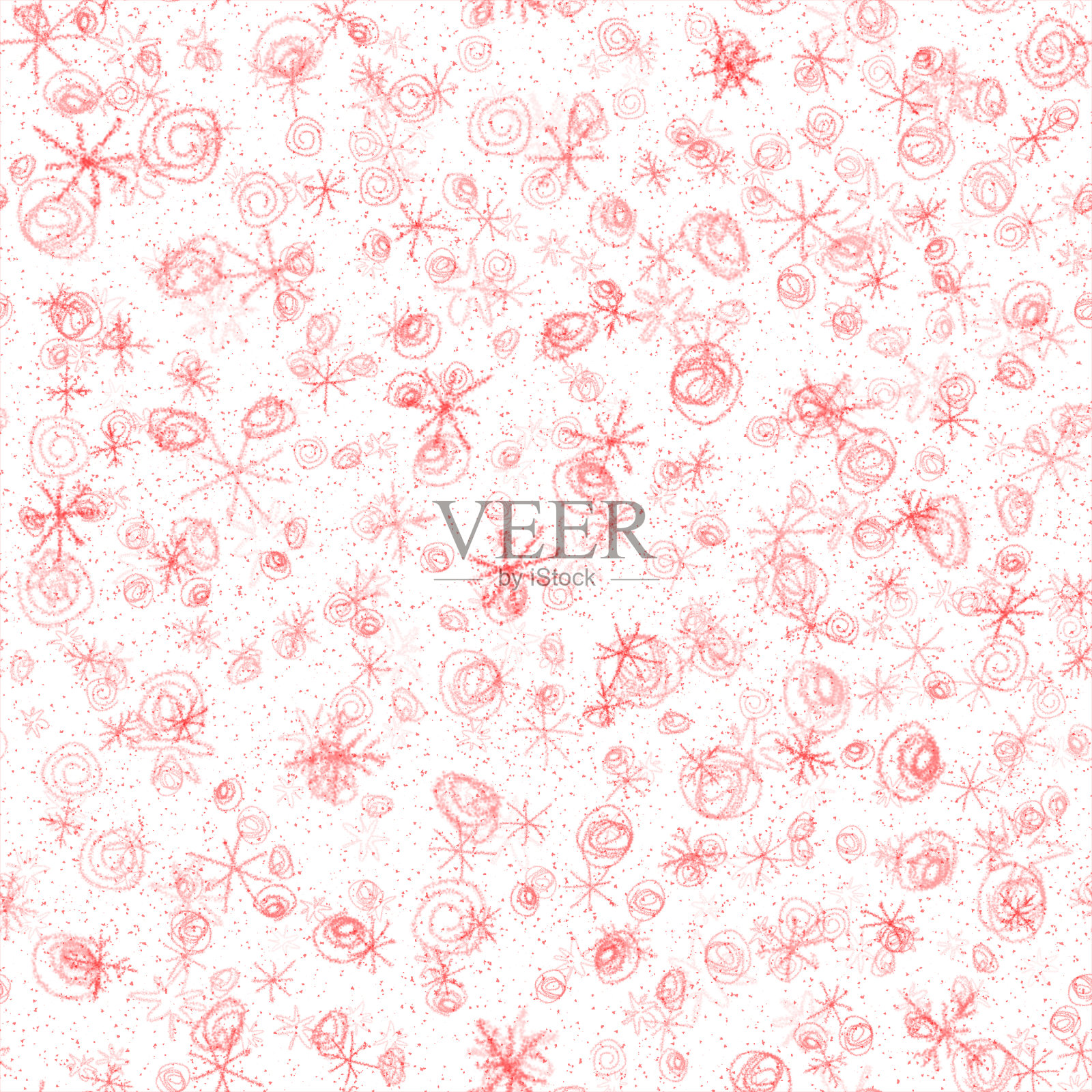 手绘红色雪花圣诞无缝Patte插画图片素材