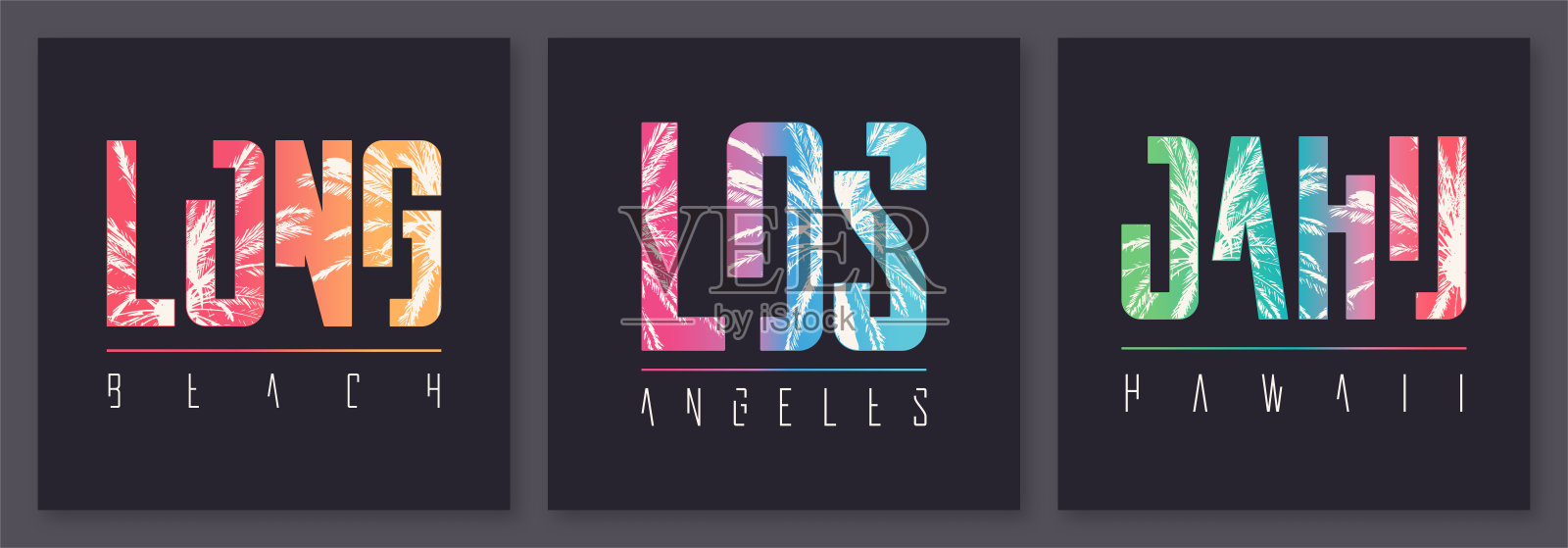 一套时尚的图形t恤矢量设计，海报，排版插画图片素材